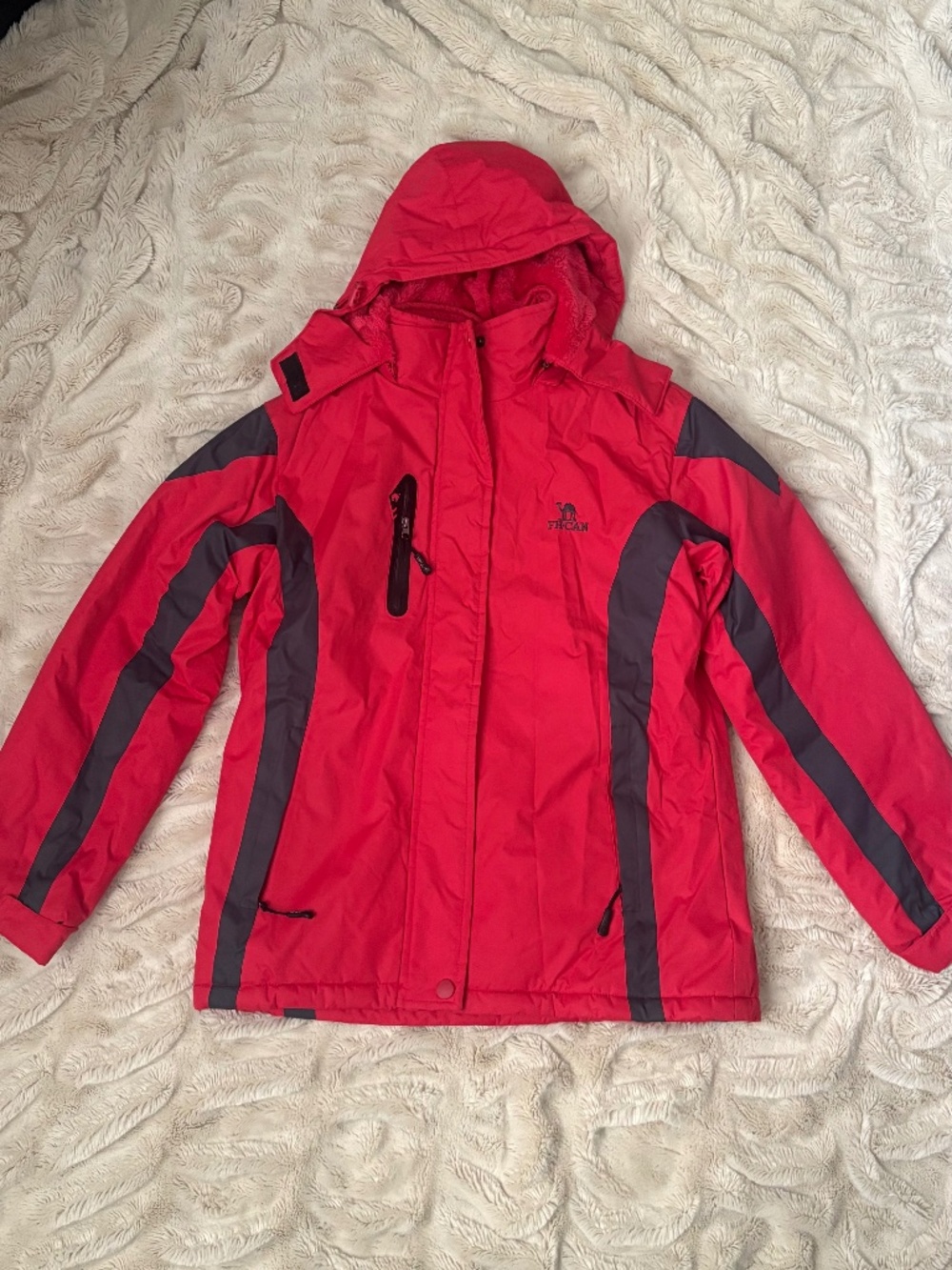 Red and dark gray FH-Can ski/snow jacket with hood